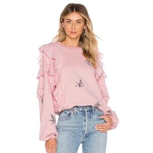 Tularosa Oversized Ruffle Embroidered Sweatshirt